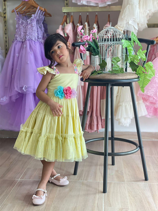 Vestido Camino tono amarillo