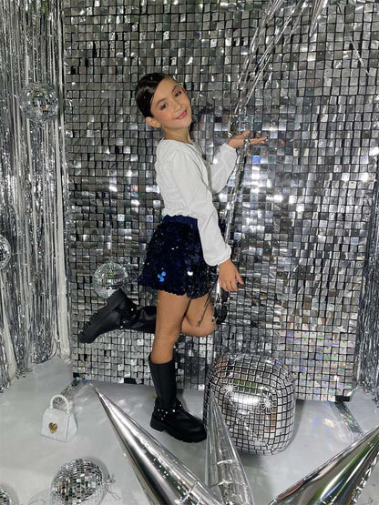 Falda Azul Lentejuela Grande
