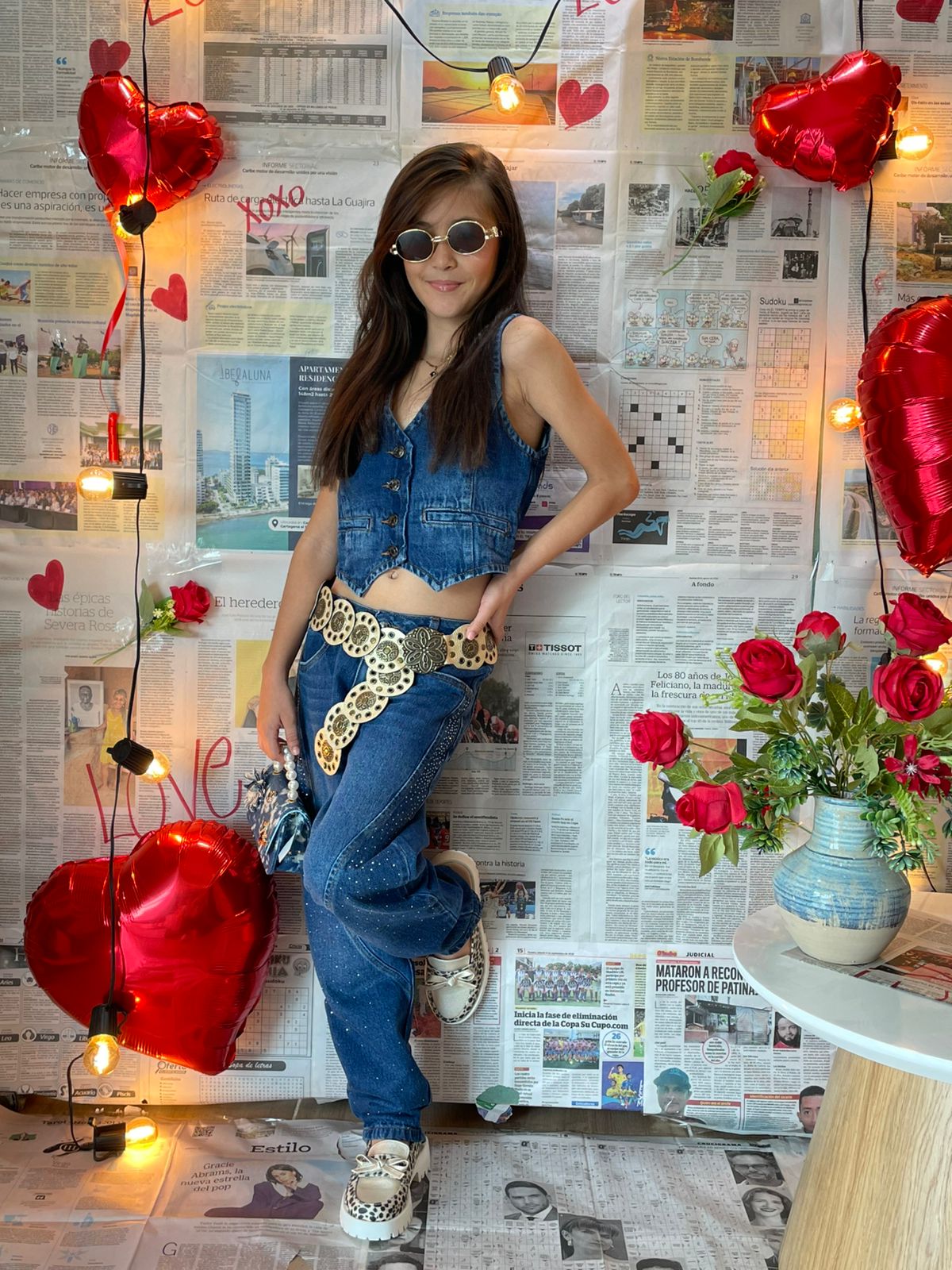 Conjunto índigo brillos