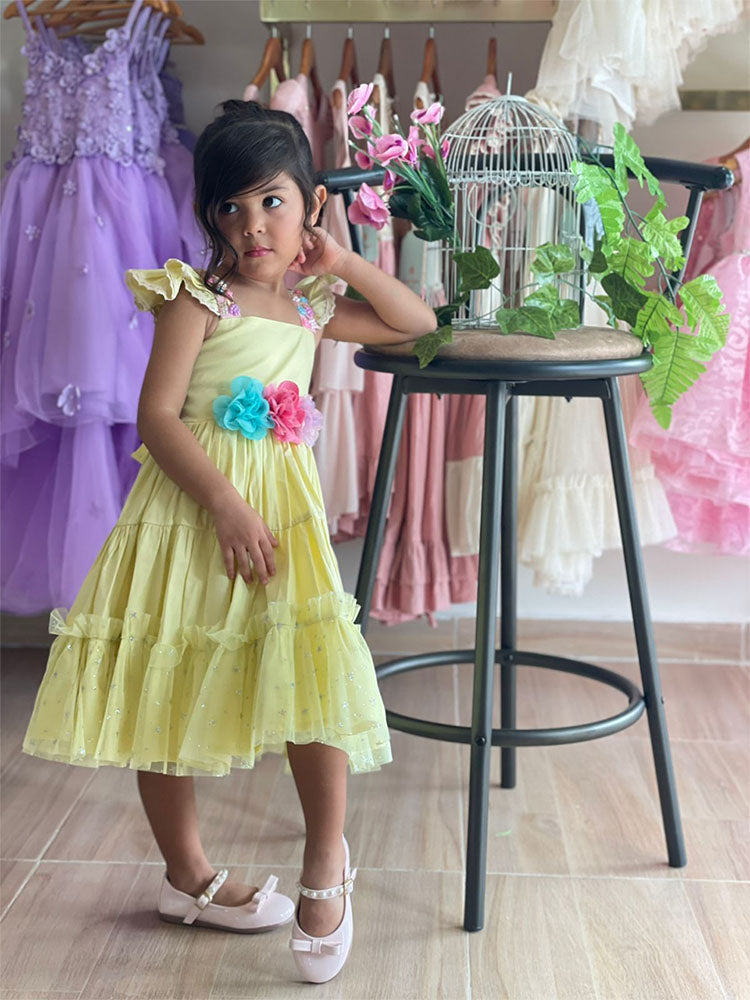 Vestido Camino tono amarillo